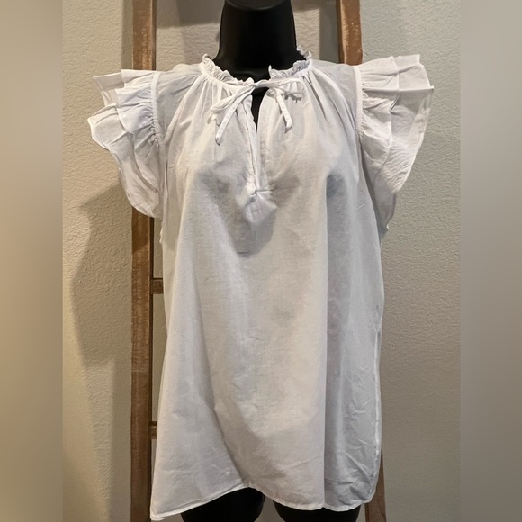 Stark X White Flutter Sleeve Tie Front Blouse - Picture 1 of 3